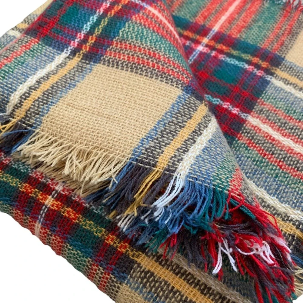 Altar'd State | Plaid Scarf Southern Preppy scarf with fringe blanket scarf